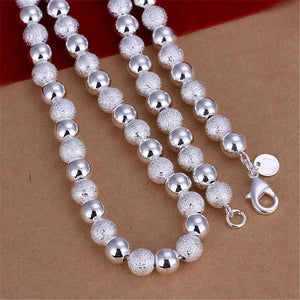 925 Sterling Silver Retro Charm Beads Necklace Jewelry