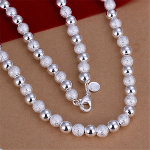 925 Sterling Silver Retro Charm Beads Necklace Jewelry