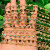 Stone Plated Wire Chains Amazonite Tiger Eye Bracelet Components DIY