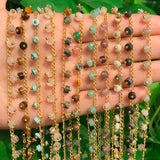 Stone Plated Wire Chains Amazonite Tiger Eye Bracelet Components DIY