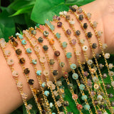 Stone Plated Wire Chains Amazonite Tiger Eye Bracelet Components DIY