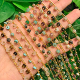 Stone Plated Wire Chains Amazonite Tiger Eye Bracelet Components DIY