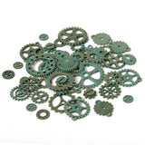 50g 100g Mixed Antique Green Steampunk Cogs Gears Charms for DIY Jewelry Making