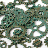 50g 100g Mixed Antique Green Steampunk Cogs Gears Charms for DIY Jewelry Making