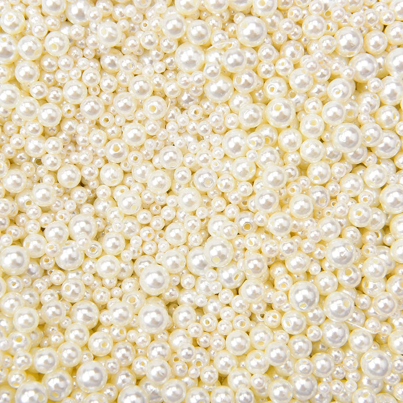 50g/Pack ABS Pearl Beads Beige Round Acrylic Beads DIY Craft