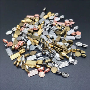 50g/Pack Mixed Glue on Bails for Jewelry Making Necklace Pendant Base Findings