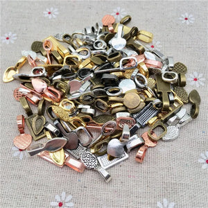 50g/Pack Mixed Glue on Bails for Jewelry Making Necklace Pendant Base Findings