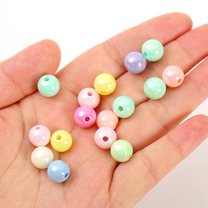 50g/bag AB Round Transparent Acrylic Beads Mixed Colors Coated Bead DIY