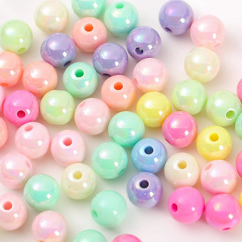 50g/bag AB Round Transparent Acrylic Beads Mixed Colors Coated Bead DIY