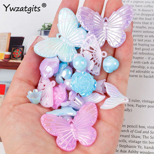 Baroque Acrylic Beads Butterfly Flower Phone Chain DIY Necklace Earrings I0134