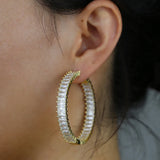 50mm Big Hoop Earring Full Paved CZ Stone Silver Sparking Earring Women Gift