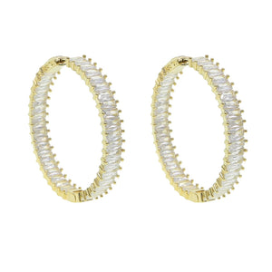 50mm Big Hoop Earring Full Paved CZ Stone Silver Sparking Earring Women Gift