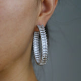 50mm Big Hoop Earring Full Paved CZ Stone Silver Sparking Earring Women Gift