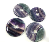 50mm Fluorite Donuts Natural Colorful Stones Pendant Necklace 1PC