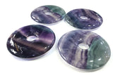 50mm Fluorite Donuts Natural Colorful Stones Pendant Necklace 1PC