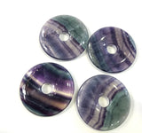 50mm Fluorite Donuts Natural Colorful Stones Pendant Necklace 1PC