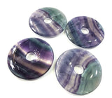 50mm Fluorite Donuts Natural Colorful Stones Pendant Necklace 1PC