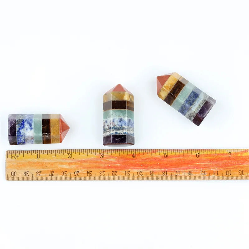 Hexagonal Column Crystal Sceptre Wand Chakra Healing Reiki Natural Stone Carved