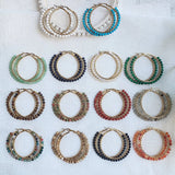 50mm Natural Stone Hoop Earrings Agates Crystal Stainless Steel Circle Earring