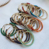 50mm Natural Stone Hoop Earrings Agates Crystal Stainless Steel Circle Earring