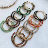 50mm Natural Stone Hoop Earrings Agates Crystal Stainless Steel Circle Earring