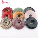 50mm Natural Gemstone Donut Pendant for DIY Necklace Making
