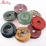 50mm Natural Gemstone Donut Pendant for DIY Necklace Making