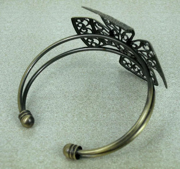 50mm Open Cuff Bangle Settings Blank Bases Filigree Flower Bracelet DIY Jewelry