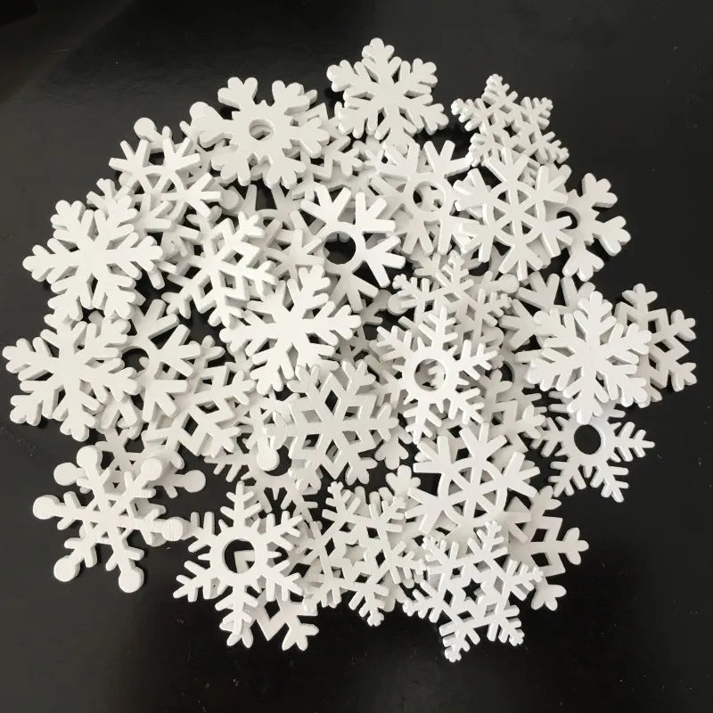 50pc Wooden Snowflakes Xmas Ornaments Christmas Angel Decorations