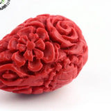 50pc Carved Flower Cinnabar Beads FireBrick DIY Jewelry Accessories