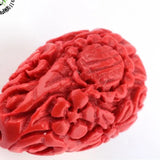 50pc Carved Flower Cinnabar Beads FireBrick DIY Jewelry Accessories