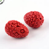 50pc Carved Flower Cinnabar Beads FireBrick DIY Jewelry Accessories