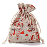 50pc Cotton Drawstring Gift Bags with Snowflake Design