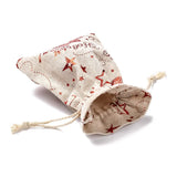 50pc Cotton Drawstring Gift Bags with Snowflake Design