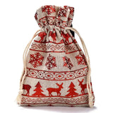 50pc Cotton Drawstring Gift Bags with Snowflake Design