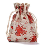 50pc Cotton Drawstring Gift Bags with Snowflake Design