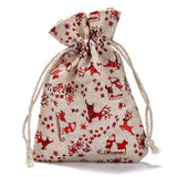50pc Cotton Drawstring Gift Bags with Snowflake Design
