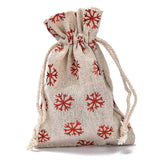 50pc Cotton Drawstring Gift Bags with Snowflake Design