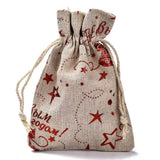 50pc Cotton Drawstring Gift Bags with Snowflake Design