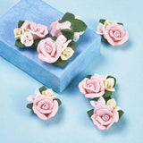 50pc Porcelain Flower Beads Clay DIY Jewelry Pink Red 21-24x22-23.5x12mm