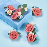 50pc Porcelain Flower Beads Clay DIY Jewelry Pink Red 21-24x22-23.5x12mm
