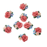 50pc Porcelain Flower Beads Clay DIY Jewelry Pink Red 21-24x22-23.5x12mm