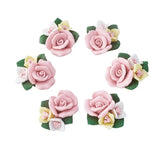 50pc Porcelain Flower Beads Clay DIY Jewelry Pink Red 21-24x22-23.5x12mm