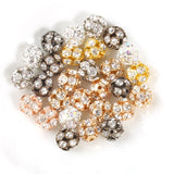 50pc/Lot Silver Rhinestone Round Metal Crystal Beads for Jewelry Making