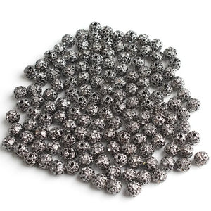 50pc/Lot Silver Rhinestone Round Metal Crystal Beads for Jewelry Making