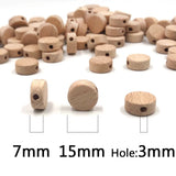 50pc 15mm Thick Oblate Wooden Beads - DIY Teething Accessories