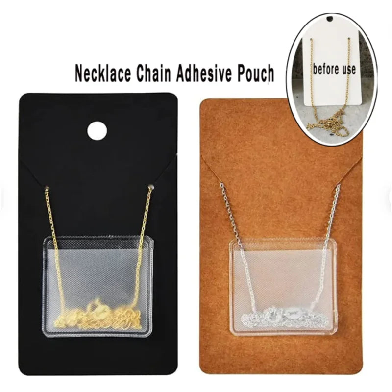 50 Pack Chain Holder Adhesive Pouch Necklace Packaging TLO173