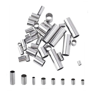 50pc Stainless Steel Tube Crimp Bead Spacer for Jewelry Making