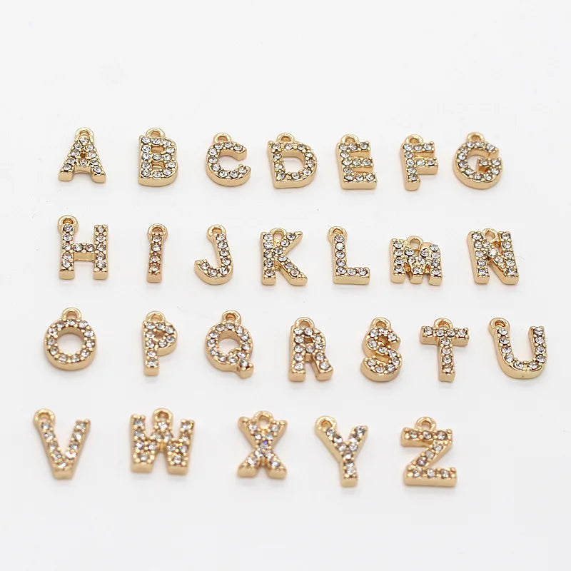 50pc Alphabet Letter Tag Charms Initial Jewelry Beads For Necklace DIY