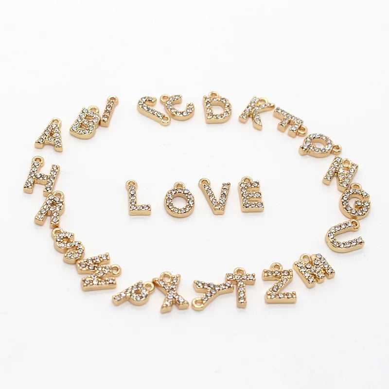 50pc Alphabet Letter Tag Charms Initial Jewelry Beads For Necklace DIY